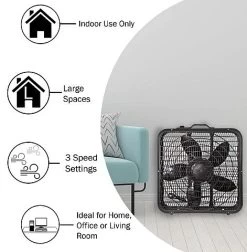 20-Inch Black 3-Speed Box Fan