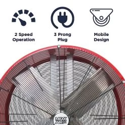 36-Inch 2-Speed Red Direct Drive Drum Fan