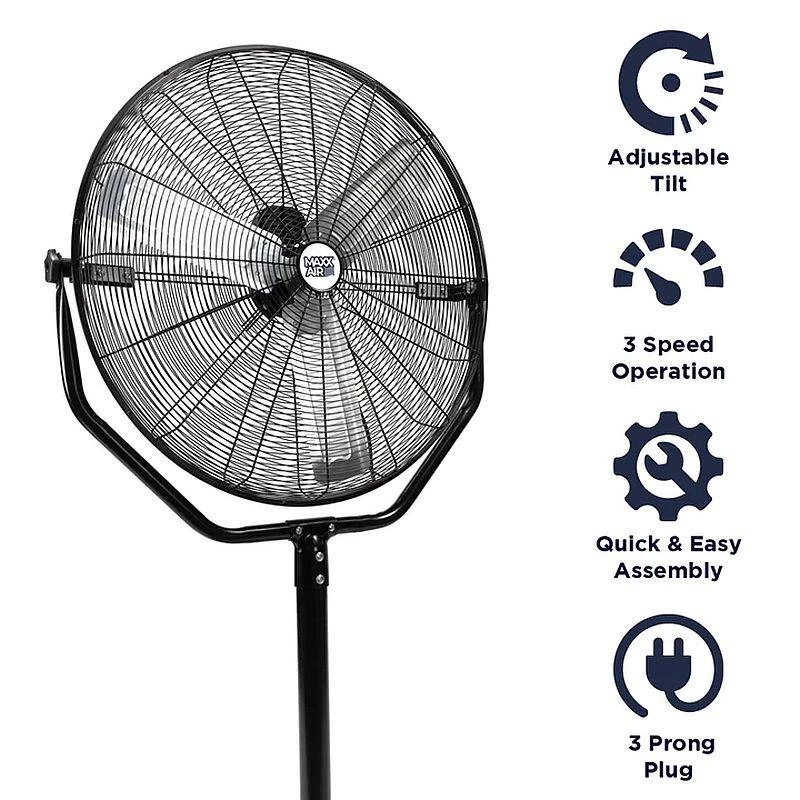 30-Inch Black 3-Speed Tilting Yoke Pedestal Fan 1 30-Inch Black 3-Speed Tilting Yoke Pedestal Fan