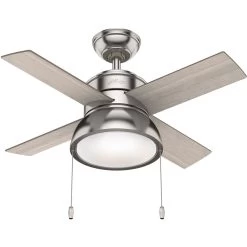 Loki 36 Inch Brushed Nickel With Light Gray Oak/Warm Grey Oak Blades Ceiling Fan