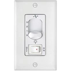 Wall Cntl 3 Spd On/Off Lt Sw White Fan Wall Control, On/Off Switch