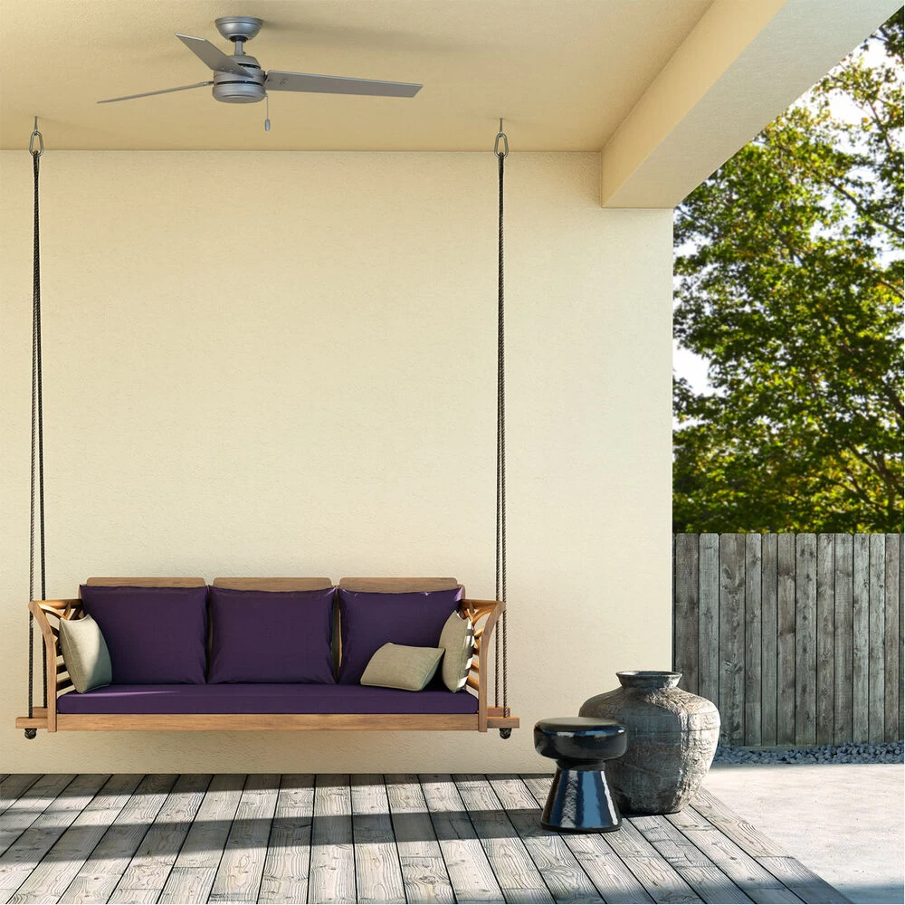 Cassius 52 Inch Matte Silver With Matte Silver/Black Willow Blades Outdoor Ceiling Fan 3 Cassius 52 Inch Matte Silver With Matte Silver/Black Willow Blades Outdoor Ceiling Fan - Image 3