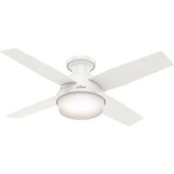 Dempsey 44 Inch Fresh White With Blonde Oak/Fresh White Blades Ceiling Fan, Low Profile