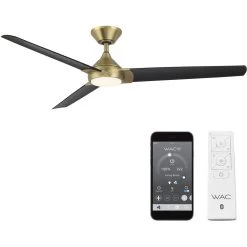 Zelda 60 Inch Soft Brass/Matte Black With Matte Black Blades Ceiling Fan In Soft Brass Matte Black, Smart Fan
