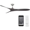 Malibu 70 Inch Brushed Nickel/Ebony With Ebony Blades Ceiling Fan, Smart Fan