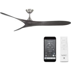 Malibu 70 Inch Brushed Nickel/Ebony With Ebony Blades Ceiling Fan, Smart Fan