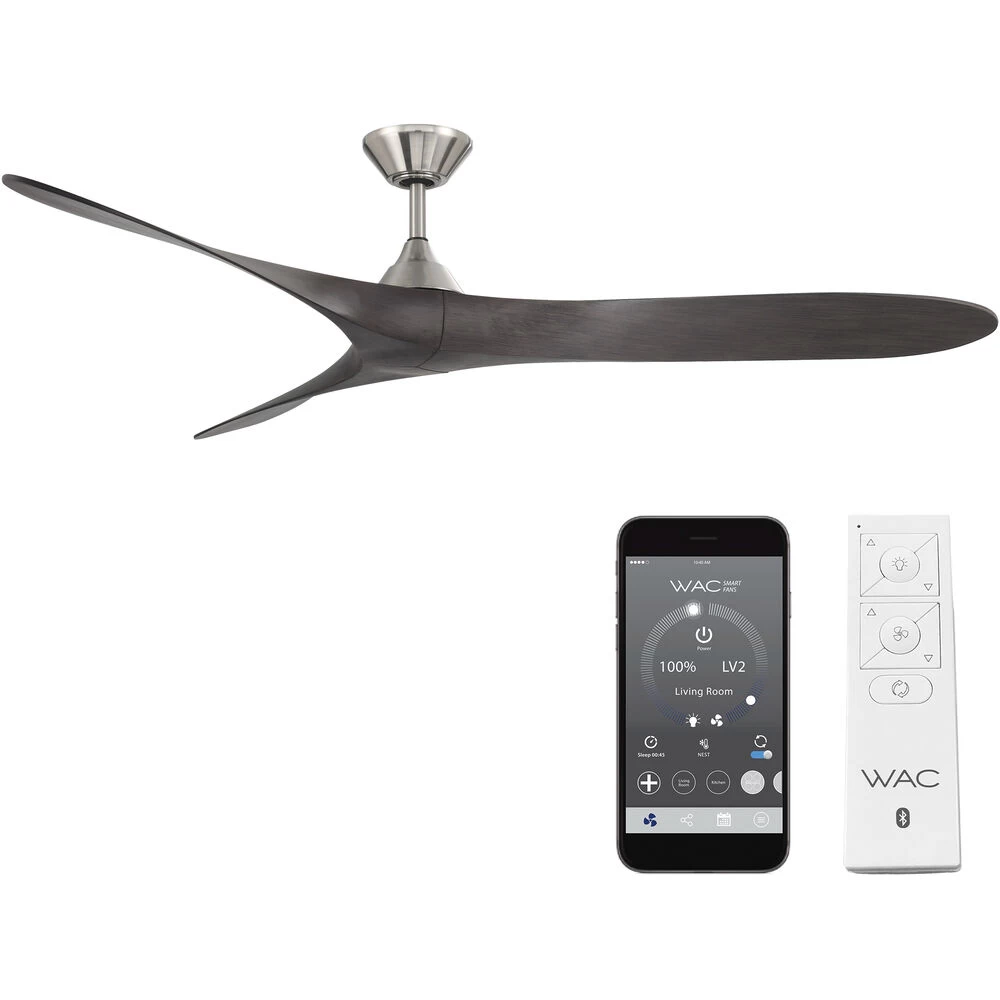 Malibu 70 Inch Brushed Nickel/Ebony With Ebony Blades Ceiling Fan, Smart Fan 1 Malibu 70 Inch Brushed Nickel/Ebony With Ebony Blades Ceiling Fan, Smart Fan