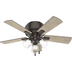 Crestfield 42 Inch Noble Bronze With Bleached Grey Pine/Greyed Walnut Blades Ceiling Fan, Low Profile