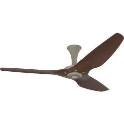 Haiku 60 Inch Satin Nickel With Cocoa Wood Grain Blades Outdoor Ceiling Fan