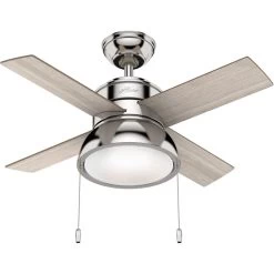 Loki 36 Inch Polished Nickel With Light Gray Oak/Drifted Oak Blades Ceiling Fan