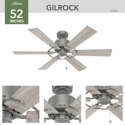 Gilrock 52 Inch Matte Silver With Light Gray Oak/Warm Grey Oak Blades Ceiling Fan -Electric Fan Promotion Store ip0f1mc2mcnfbfovsraz