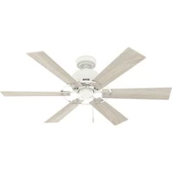 Gilrock 52 Inch Matte White With Light Oak/Golden Maple Blades Ceiling Fan