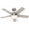 Bartlett 44 Inch Brushed Nickel With Light Gray Oak Blades Ceiling Fan