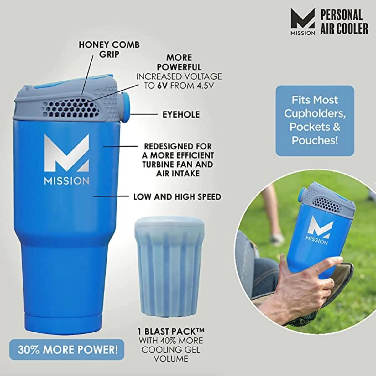 Mission Instant Cooling Fan - Cobalt Blue 2 Mission Instant Cooling Fan - Cobalt Blue - Image 2