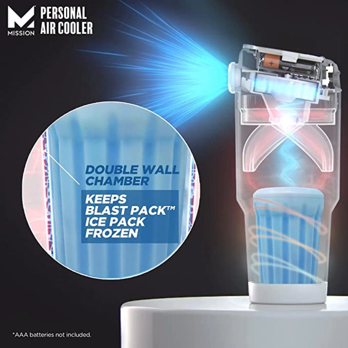 Mission Instant Cooling Fan - Cobalt Blue 4 Mission Instant Cooling Fan - Cobalt Blue - Image 4