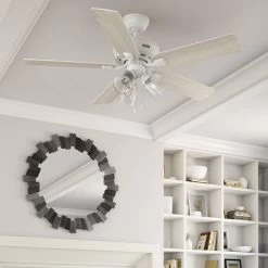 Rosner 52 Inch Matte White With Light Oak/Fresh White Blades Ceiling Fan -Electric Fan Promotion Store n4sitz4hsf48hwkiasni