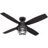 Port Royale 52 Inch Natural Iron With Black Willow/Walnut Stripe Blades Outdoor Ceiling Fan