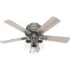 Hartland 44 Inch Matte Silver With Light Gray Oak Blades Ceiling Fan