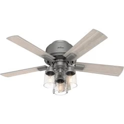 Hartland 44 Inch Matte Silver With Light Gray Oak Blades Ceiling Fan