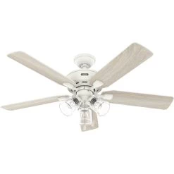Rosner 52 Inch Matte White With Light Oak/Fresh White Blades Ceiling Fan