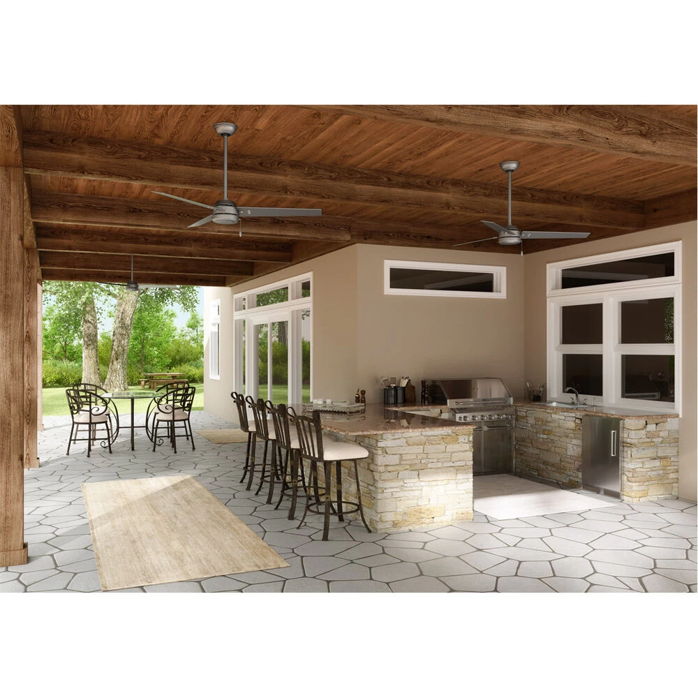 Cassius 52 Inch Matte Silver With Matte Silver/Black Willow Blades Outdoor Ceiling Fan 5 Cassius 52 Inch Matte Silver With Matte Silver/Black Willow Blades Outdoor Ceiling Fan - Image 5