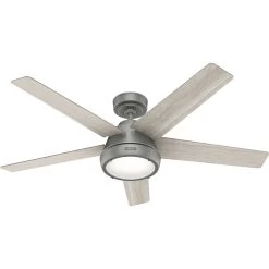Burroughs 52 Inch Matte Silver With Light Gray Oak Blades Ceiling Fan