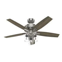 Ananova 52 Inch Brushed Nickel With Light Gray Oak Blades Ceiling Fan