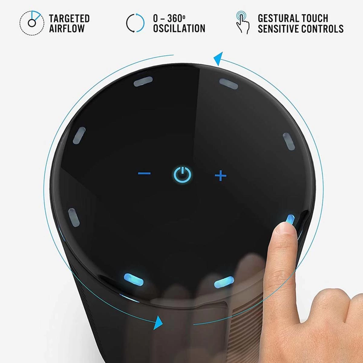 Vornado Atom 1 Oscillating Small Air Circulator Tower Fan With 4 Speeds And Touch Controls - Black 3 Vornado Atom 1 Oscillating Small Air Circulator Tower Fan With 4 Speeds And Touch Controls - Black - Image 3