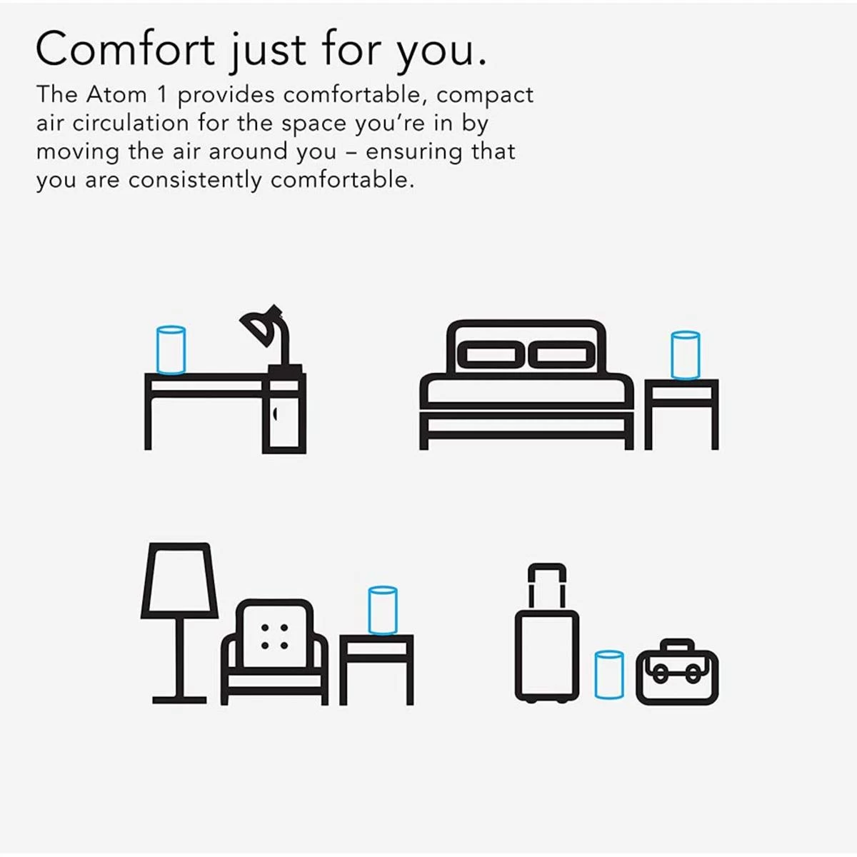 Vornado Atom 1 Oscillating Small Air Circulator Tower Fan With 4 Speeds And Touch Controls - Black 4 Vornado Atom 1 Oscillating Small Air Circulator Tower Fan With 4 Speeds And Touch Controls - Black - Image 4