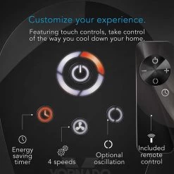 Vornado OSCR37 37in Oscillating Air Circulator Tower Fan With Remote, Timer And Touch Controls - Black -Electric Fan Promotion Store vornado oscr37 37 oscillating air circulator tower fan with remote timer and touch controls black 101