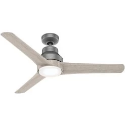Lakemont 52 Inch Matte Silver With Light Grey Oak Blades Outdoor Ceiling Fan
