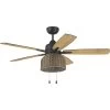 Woven 52 Inch Flat Black With Pecan/Flat Black Blades Ceiling Fan
