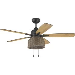 Woven 52 Inch Flat Black With Pecan/Flat Black Blades Ceiling Fan