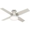 Dempsey 44 Inch Matte Nickel With Matte Nickel/Walnut Blades Outdoor Ceiling Fan