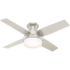Dempsey 44 Inch Matte Nickel With Matte Nickel/Walnut Blades Outdoor Ceiling Fan